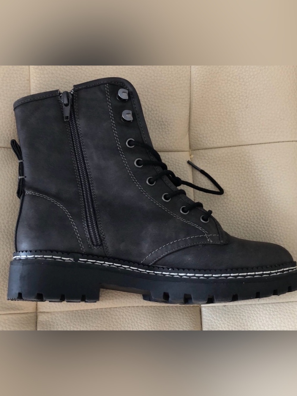XOXO Black Lace-Up Combat Booties Size 7 Boho Bootie Casual boots for women